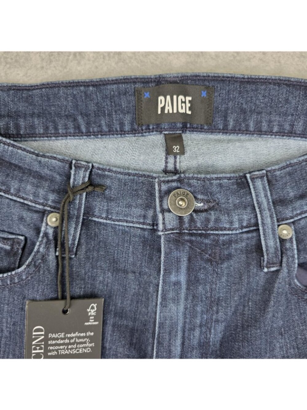 Paige Croft Jeans Mens 32x34 Blue Dark Wash Skinny Transcend Stretch NWT - Picture 3 of 10